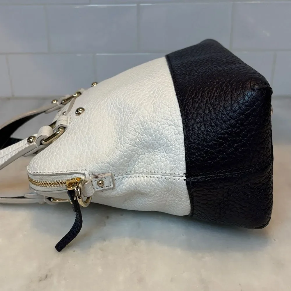 Kate Spade Bag Purse Handbag Leather Color Block Pebbled Domed Satchel Bag Tote